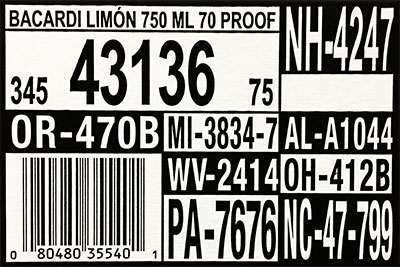 Idaho State Liquor Division Case Code Label